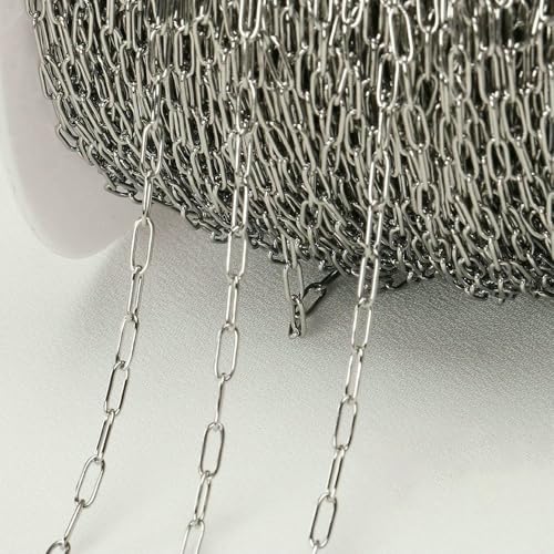 2 Meter Edelstahl-Schmuckzubehörketten, kein Verblassen, goldfarbene Kette, Halskette, Armbandkomponenten, Zubehör für Schmuck-H-Stahl 2,5 x 6,5 mm 2 Meter Edelstahl-Schmuckzubehörketten, kein Verblassen, goldfarbene Kette, Halskette, Armbandkomponenten, Zubehör für Schmuck-H-Stahl 2,5 x 6,5 mm von QOVBD