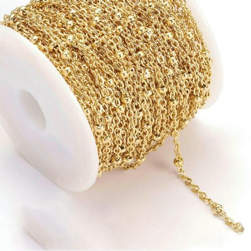 2 Meter Edelstahl-Schmuckzubehörketten, kein Verblassen, goldfarbene Kette, Halskette, Armbandkomponenten, Zubehör für Schmuck-L-Gold 2 x 3,0 mm 2 Meter Edelstahl-Schmuckzubehörketten, kein Verblassen, goldfarbene Kette, Halskette, Armbandkomponenten, Zubehör für Schmuck-L-Gold 2 x 3,0 mm von QOVBD