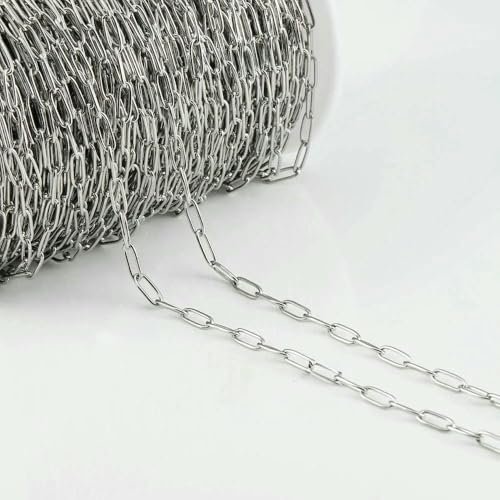 2 Meter lange Edelstahl-Halskettenkette für die Herstellung von DIY-Schmuck, Kabelglieder, Massenketten, handgefertigtes Halsketten-Armband-Zubehör, runder 2 Meter lange Edelstahl-Halskettenkette für die Herstellung von DIY-Schmuck, Kabelglieder, Massenketten, handgefertigtes Halsketten-Armband-Zubehör, runder von QOVBD
