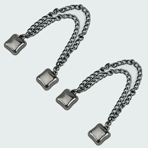 2 Stück Multifunktions-Magnet-Kleiderclip mit Kette, Metallknöpfe, Clip, Kleidung, Schal, Hosenbeine, Manschetten, Befestigungsmagnet, Schwarz 02 von QOVBD