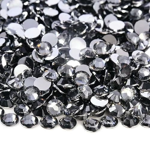 2 mm – 6 mm, rund, nicht Hotfix, Glitzer, Bling, Maniküre-Strass, silberfarben, flache Rückseite, Harz-Strasssteine, zum Aufkleben, Perlen, Nailart, Nagel-Edelsteine, DIY, von QOVBD