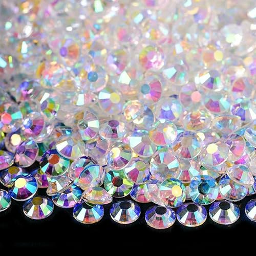 2 mm – 6 mm, rund, nicht Hotfix, Glitzer, Bling, Maniküre-Strass, silberfarben, flache Rückseite, Kunstharz, Strasssteine zum Aufkleben, Perlen für Nailart, Nagel-Edelstein 2 mm – 6 mm, rund, nicht Hotfix, Glitzer, Bling, Maniküre-Strass, silberfarben, flache Rückseite, Kunstharz, Strasssteine zum Aufkleben, Perlen für Nailart, Nagel-Edelstein von QOVBD