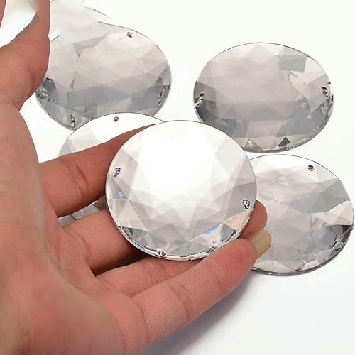 20 Stück 52 mm große weiße, klare Kristall-Näh-Acryl-Strasssteine, flache Rückseite, runde Strass-Applikation für die DIY-Schmuckherstellung, weiß, klar 20 Stück 52 mm große weiße, klare Kristall-Näh-Acryl-Strasssteine, flache Rückseite, runde Strass-Applikation für die DIY-Schmuckherstellung, weiß, klar von QOVBD