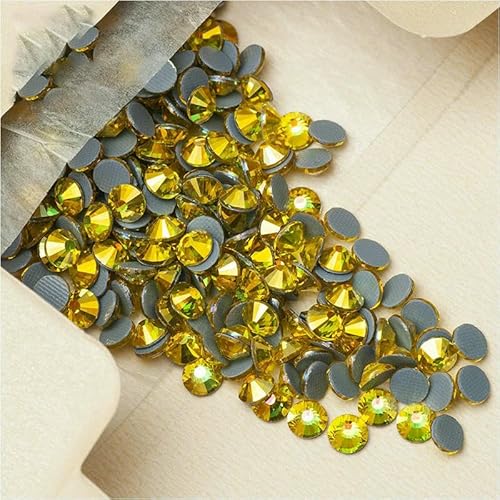 2058 Top Hotfix-Kristalle, flache Rückseite, DIY-Handwerk, Glitzer-Strass, Glaskleber, Strasssteine zum Aufbügeln, Citrin AB-SS20, 1440 Stück von QOVBD