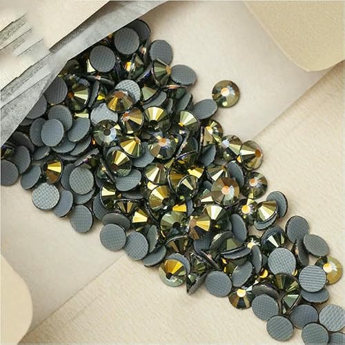2058 Top Hotfix-Kristalle, flache Rückseite, DIY-Handwerk, Glitzer-Strass, Glaskleber, Strasssteine zum Aufbügeln, Schwarzer Diamant AB-SS20, 1440 Stück von QOVBD