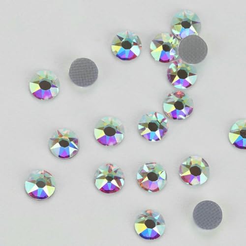 2088 16 Facetten Hotfix Nicht-Hofix Kaltfixierung Weiß Kristall AB Stass Flatback Strass DiY Nail Art-Hotfix Kristall AB-3,2 mm SS12 1440 Stück von QOVBD