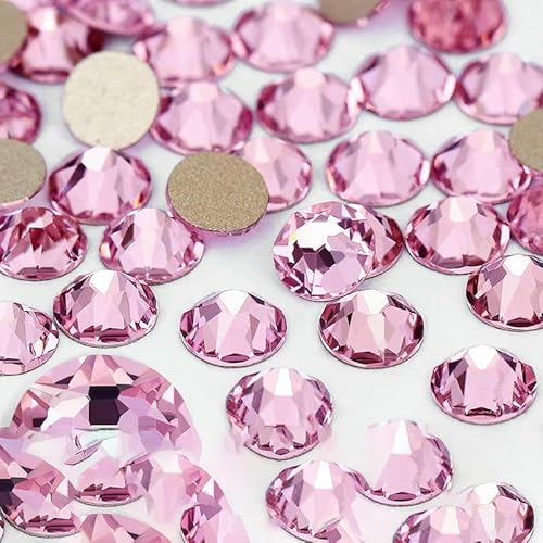 2088 Nicht-Hotfix-DIY-Kristall-Nagelkunst-Dekorationen, 8 große und 8 kleine Strass-Strasssteine, flache Rückseite, zum Aufkleben auf Nägel für Nagelkunst, Hellrosa, SS20, 1 2088 Nicht-Hotfix-DIY-Kristall-Nagelkunst-Dekorationen, 8 große und 8 kleine Strass-Strasssteine, flache Rückseite, zum Aufkleben auf Nägel für Nagelkunst, Hellrosa, SS20, 1 von QOVBD
