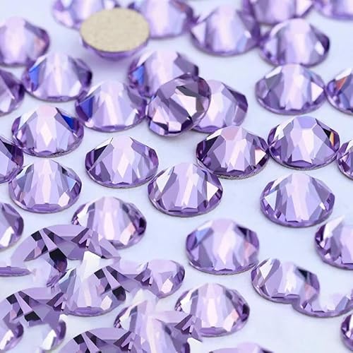 2088 Nicht-Hotfix-DIY-Kristall-Nagelkunst-Dekorationen, 8 große und 8 kleine Strass-Strasssteine, flache Rückseite, zum Aufkleben auf Nägel für Nagelkunst, Kristall-Amethyst von QOVBD