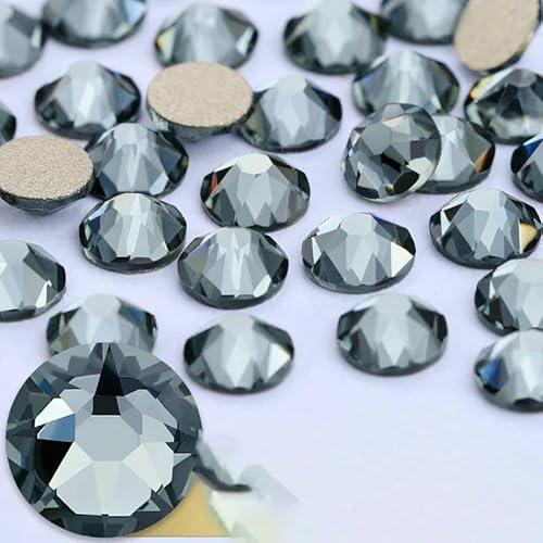 2088 Nicht-Hotfix-DIY-Kristall-Nagelkunst-Dekorationen, 8 große und 8 kleine Strass-Strasssteine, flache Rückseite, zum Aufkleben auf Nägel für Nagelkunst, Schwarzer Diamant von QOVBD