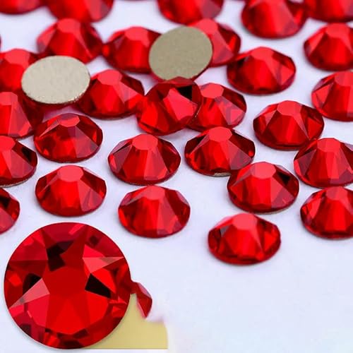 2088 Nicht-Hotfix-DIY-Kristall-Nagelkunst-Dekorationen, 8 große und 8 kleine Strass-Strasssteine, flache Rückseite, zum Aufkleben auf Nägel für Nagelkunst, Siam, SS30 – 288 von QOVBD