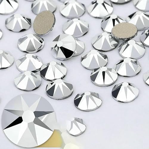 2088 Nicht-Hotfix-DIY-Kristall-Nagelkunst-Dekorationen, 8 große und 8 kleine Strass-Strasssteine, flache Rückseite, zum Aufkleben auf Nägel für Nagelkunst, Silber, SS20, 144 von QOVBD