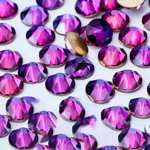 2088 Nicht-Hotfix-DIY-Kristall-Nagelkunst-Dekorationen, 8 große und 8 kleine Strass-Strasssteine, flache Rückseite, zum Aufkleben auf Nägel für Nagelkunst, lila Samt, SS16, von QOVBD