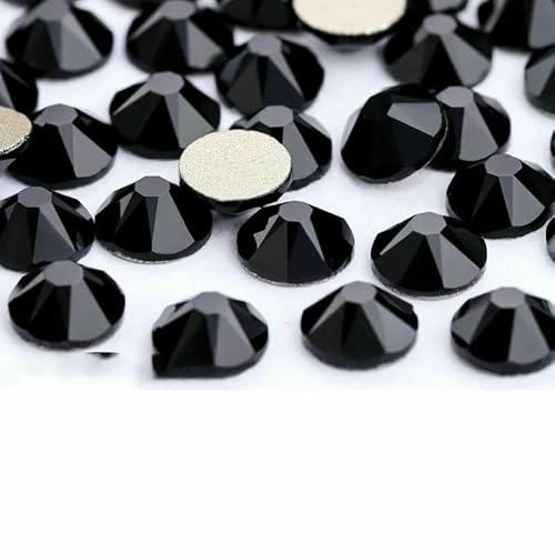 2088 Nicht-Hotfix-DIY-Kristall-Nagelkunst-Dekorationen, 8 große und 8 kleine Strass-Strasssteine, flache Rückseite, zum Aufkleben für Nagelkunst, Jet-SS16, 1440 Stück von QOVBD