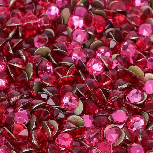 2088 Strasssteine, Kristall, golden, flache Rückseite, 8 große, 8 kleine AAAAA-Steine, 16 Schliff, SS10–SS30, für Heimwerker, Nagelkunst-Dekoration, Rose, SS16, 1440 Stück von QOVBD