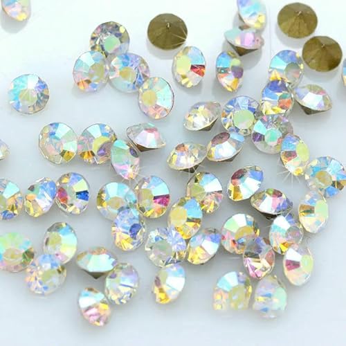 288/36p ss27 Runde Farbe Pointback Glas Strass Chaton Stein Tschechische Kristall Nail Art Strass Juwelen DIY Handwerk Brosche Haarnadel-klar ab-288pcs von QOVBD