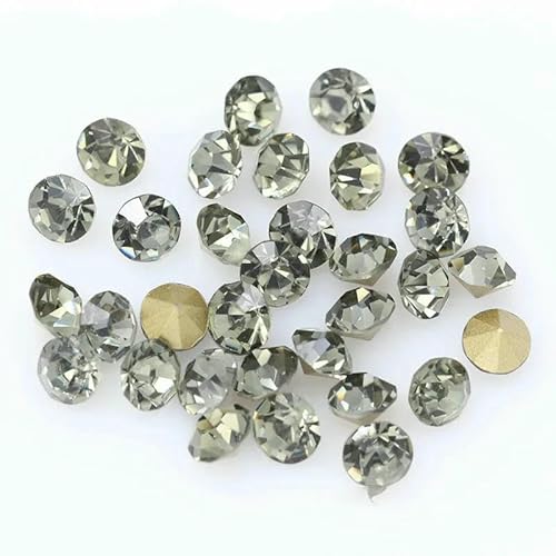 288/36p ss27 Runde Farbe Pointback Glas Strass Chaton Stein Tschechischer Kristall Nail Art Strass Juwelen DIY Craft Brosche Haarnadel-schwarzer Diamant-288pcs von QOVBD