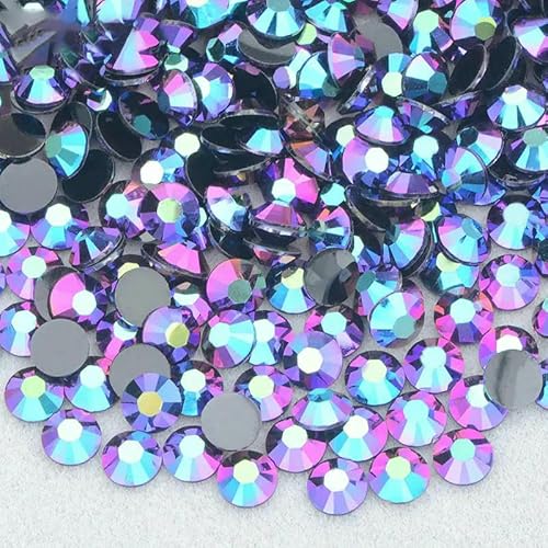 3,0 mm, 4,0 mm, 5 mm, 6 mm, Jelly Pink AB-Farbe, flache Rückseite, Strasssteine, Harzkristall-Strass-Applikationen, runde Nagelsteine für Heimwerkerarbeiten – A61 Lila Rot AB – 3,0 mm von QOVBD