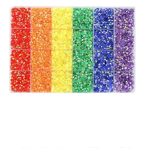 3/4,0 mm Jelly Color Glitter Resin Strasssteine zum Aufkleben auf Kristallnägel für Kleidungsdekorationen Diamant-Strasssteine Zubehör-19200-teiliges Set 4-3,0 mm von QOVBD