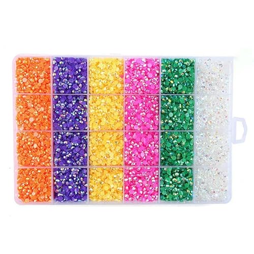 3/4,0 mm Jelly Color Glitter Resin Strasssteine zum Aufkleben auf Kristallnägel für Kleidungsdekorationen Diamant-Strasssteine Zubehör-19200-teiliges Set 6-3,0 mm von QOVBD