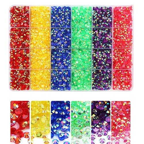 3/4,0 mm Jelly Color Glitter Resin Strasssteine zum Aufkleben auf Kristallnägel für Kleidungsdekorationen Diamant-Strasssteine Zubehör-19200-teiliges Set 9-4,0 mm von QOVBD
