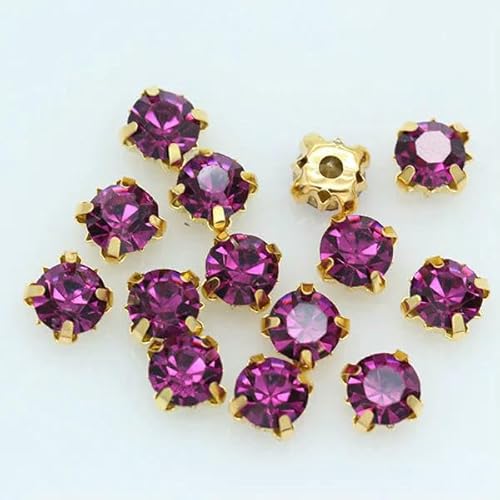 3/4/5/6/7/8/10 mm goldene Krallen zum Aufnähen, runde Strasssteine für Handarbeiten, DIY, Glaskristalle, Steine, Kleidung, Hochzeitskleid, Nähen, 20–3,0 mm, 100 Stück von QOVBD