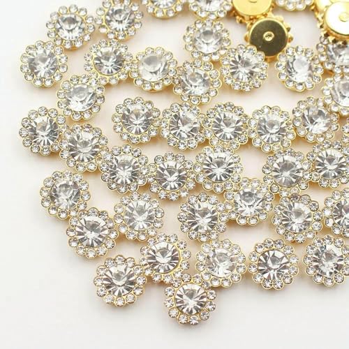30–100 Stück goldene Blumen-Strasssteine, Glitzerkristalle, Ziersteine, Perlen, Kleidungsstücke, Basteln, zum Aufnähen von Strasssteinen für Kleidung, Edelsteine, Kristall, G, 10 mm, 100 Stück 30–100 Stück goldene Blumen-Strasssteine, Glitzerkristalle, Ziersteine, Perlen, Kleidungsstücke, Basteln, zum Aufnähen von Strasssteinen für Kleidung, Edelsteine, Kristall, G, 10 mm, 100 Stück von QOVBD