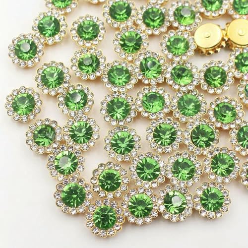 30–100 Stück goldene Blumen-Strasssteine, Glitzerkristalle, Ziersteine, Perlen, Kleidungsstücke, Basteln, zum Aufnähen von Strasssteinen für Kleidung, Edelsteine, Peridot, G, 12 mm, 100 Stück 30–100 Stück goldene Blumen-Strasssteine, Glitzerkristalle, Ziersteine, Perlen, Kleidungsstücke, Basteln, zum Aufnähen von Strasssteinen für Kleidung, Edelsteine, Peridot, G, 12 mm, 100 Stück von QOVBD