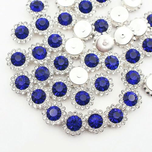 30–100 Stück goldene Blumen-Strasssteine, Glitzerkristalle, Ziersteine, Perlen, Kleidungsstücke, Basteln, zum Aufnähen von Strasssteinen für Kleidung, Edelsteine, Saphir, S, 8 mm, 100 Stück von QOVBD