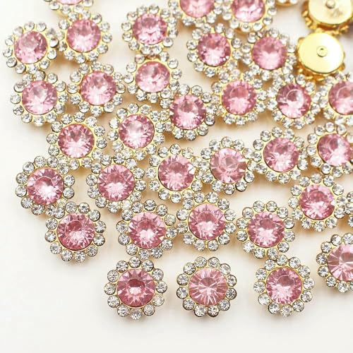 30–100 Stück goldene Blumen-Strasssteine, Glitzerkristalle, Ziersteine, Perlen, Kleidungsstücke, Basteln, zum Aufnähen von Strasssteinen für Kleidung, Edelsteine, hellrosa, G, 10 mm, 30 Stück 30–100 Stück goldene Blumen-Strasssteine, Glitzerkristalle, Ziersteine, Perlen, Kleidungsstücke, Basteln, zum Aufnähen von Strasssteinen für Kleidung, Edelsteine, hellrosa, G, 10 mm, 30 Stück von QOVBD