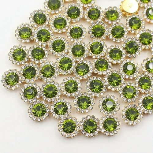 30–100 Stück goldene Blumen-Strasssteine, Glitzerkristalle, Ziersteine, Perlen, Kleidungsstücke, Basteln, zum Aufnähen von Strasssteinen für Kleidung, Edelsteine, olivgrün, G, 12 mm, 100 Stück 30–100 Stück goldene Blumen-Strasssteine, Glitzerkristalle, Ziersteine, Perlen, Kleidungsstücke, Basteln, zum Aufnähen von Strasssteinen für Kleidung, Edelsteine, olivgrün, G, 12 mm, 100 Stück von QOVBD