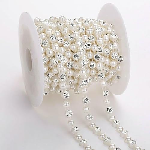 30 Designs wählen Elfenbein ABS Perle Kristall Strass Kette Nähen Banding Trim Hochzeit Party Schmuck Handarbeit Supply-AA001 1yard von QOVBD