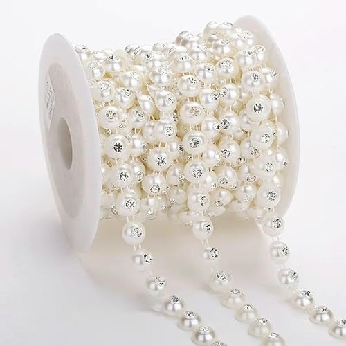 30 Designs wählen Elfenbein ABS Perle Kristall Strass Kette Nähen Banding Trim Hochzeit Party Schmuck Handarbeit Supply-AA030 1yard von QOVBD