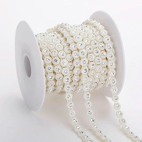 30 Designs wählen Elfenbein ABS Perle Kristall Strass Kette Nähen Banding Trim Hochzeit Party Schmuck Handarbeit Supply-AA106 1yard von QOVBD