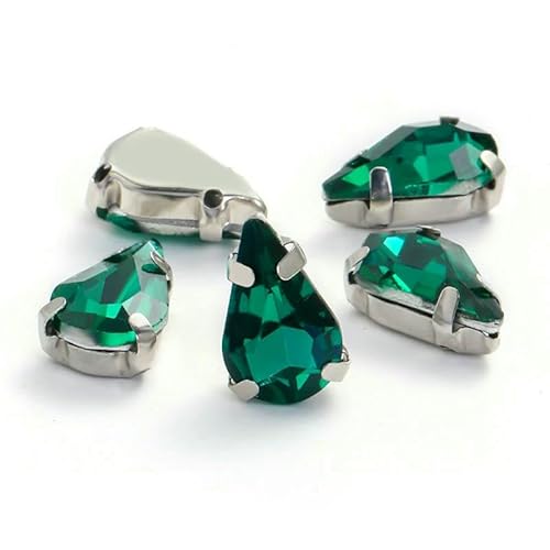 30 Stück Kristalltropfen mit silberner Krallenfassung, Strasssteine zum Nähen, für Handarbeiten, Steine zum Selbermachen, zum Aufnähen auf Hochzeitskleider, Schuhe, T von QOVBD