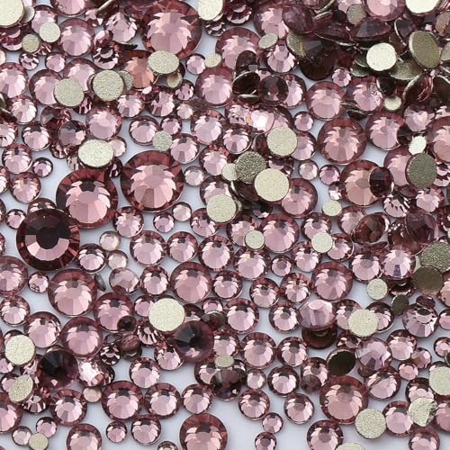 3000 Stück, gemischte Größen, SS4–SS20, klare Kristall-Strasssteine, nicht zum Hotfixieren, goldfarbene flache Rückseite, Glitzersteine, Nagelkunst, Basteln, DIY-Dekorationen – Heller Amethyst – 3000 Stück, gemischte Größen, SS4–SS20, klare Kristall-Strasssteine, nicht zum Hotfixieren, goldfarbene flache Rückseite, Glitzersteine, Nagelkunst, Basteln, DIY-Dekorationen – Heller Amethyst – von QOVBD