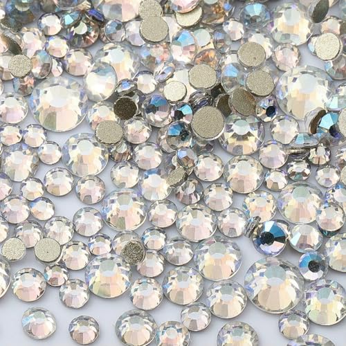 3000 Stück, gemischte Größen SS4–SS20, klare Kristall-Strasssteine, nicht zum Hotfixieren, goldfarbene flache Rückseite, Glitzersteine, Nagelkunst, Basteln, DIY-Dekorationen – Blaues Mondlicht – 3000 Stück, gemischte Größen SS4–SS20, klare Kristall-Strasssteine, nicht zum Hotfixieren, goldfarbene flache Rückseite, Glitzersteine, Nagelkunst, Basteln, DIY-Dekorationen – Blaues Mondlicht – von QOVBD