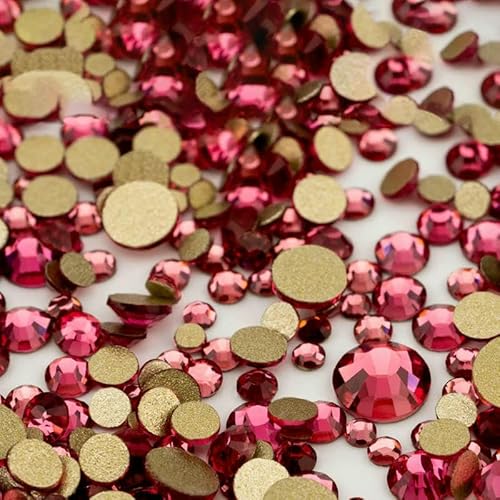 3000 Stück, gemischte Größen SS4–SS20, klare Kristall-Strasssteine, nicht zum Hotfixieren, goldfarbene flache Rückseite, Glitzersteine, Nagelkunst, Basteln, DIY-Dekorationen – Rose – von QOVBD