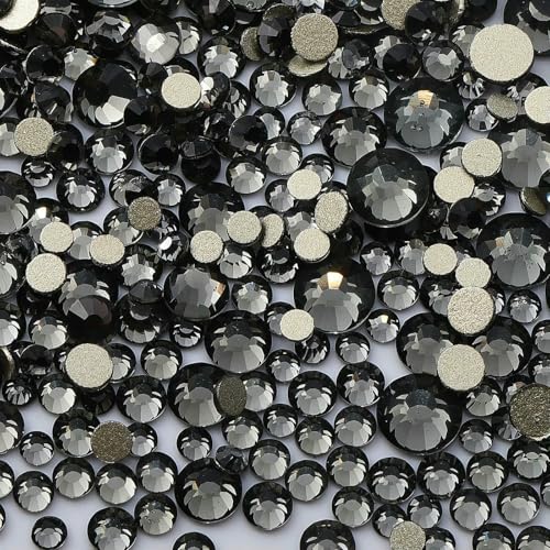 3000 Stück, gemischte Größen SS4–SS20, klare Kristall-Strasssteine, nicht zum Hotfixieren, goldfarbene flache Rückseite, Glitzersteine, Nagelkunst, Basteln, DIY-Dekorationen – Schwarzer Diamant – 3000 Stück, gemischte Größen SS4–SS20, klare Kristall-Strasssteine, nicht zum Hotfixieren, goldfarbene flache Rückseite, Glitzersteine, Nagelkunst, Basteln, DIY-Dekorationen – Schwarzer Diamant – von QOVBD