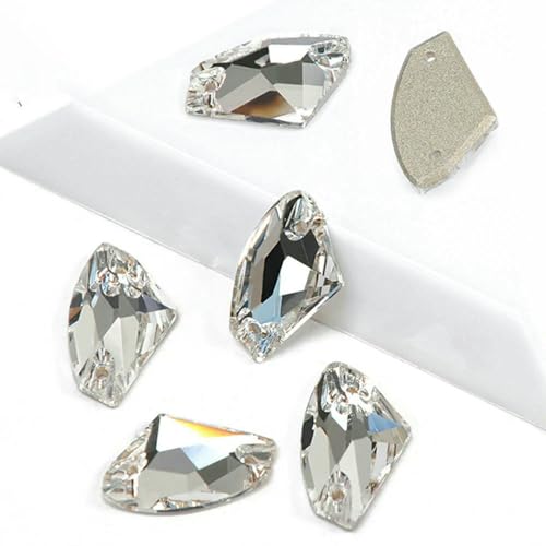 3256 Galactic Clear Crystals Sewing Strass Rhinestones zum Aufnähen auf die flache Rückseite DIY-Kleidung Diamanten Edelsteine für Kleidungsstücke Handarbeiten-Kristall-9x14.0mm 96pcs von QOVBD