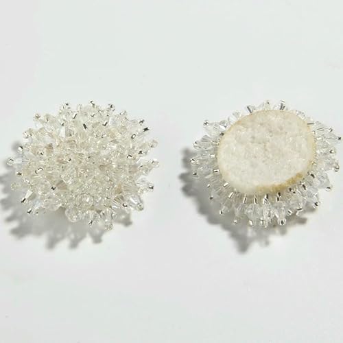 37 mm, 3,6 cm, 3D-Blumenperlen-Aufnäher, Kristall-Strass-Knöpfe, Verzierung, modische Stoff-Filz-Applikation für Taschen, Schuhe, zum Aufnähen, Knopf-E23-20 Stück von QOVBD