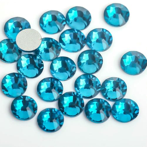 3D-Nagelkunst-Strasssteine SS3 SS4 SS5 SS6 SS8 SS10 SS12 SS16 SS20 SS30 SS34, Kristall, nicht HotFix, Nagelkunst-Dekorationen – Blauer Zirkon – SS6 – 1440 Stück von QOVBD