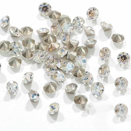 4/6/8 mm runde Strasssteine, Diamantglaskristalle, Glitzerdekorationen, spitze Schmuckherstellung, zum Aufkleben auf Nägel, Kunst, DIY-Zubehör, 001FW, 8 mm, 10 Stück von QOVBD