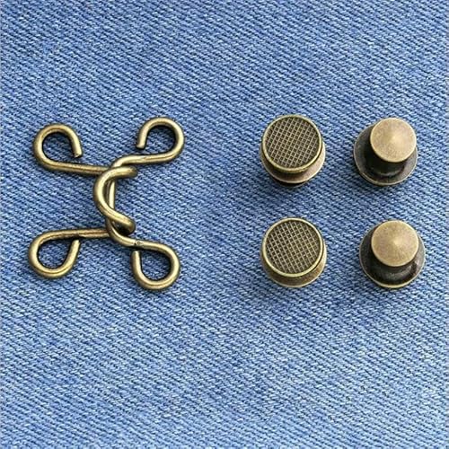 4 Sets abnehmbare Jeans-Druckknöpfe aus Metall, verstellbare Hosenclips, reduzierte Taillenknöpfe, Kleidungsschnallen, Nähwerkzeuge, klein, Bronze (27 mm), 1 Set von QOVBD