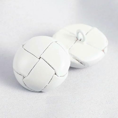 4 Stück 18/23/25 mm farbiger Lederknopf Mantel Windbreaker Retro Knöpfe gewebtes Leder dekorative Knopf Zubehör B009-weiß-18 mm 4 Stück von QOVBD