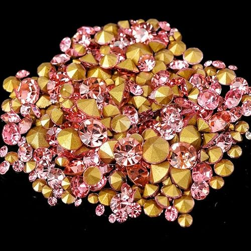 400 Stück 6 Gramm gemischte Größen SS2-SS22 Point Back CZ-Kristall-Strasssteine für DIY-Bekleidungsschmuckherstellung/Nagelkunst/Telefondekorationen - Hellrosa - 6 Gramm pro Beutel von QOVBD
