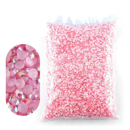 5 Größen 2–6 mm, Jelly Pink AB, rund, kein Hotfix, Glitzer, Bling, silberfarben, flache Rückseite, Strasssteine zum Aufkleben, Perlen für Nailart, Nagel-Edelsteine, DIY, hellrosa ab, 2 von QOVBD
