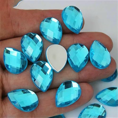 50 Stück 13 x 18 mm bunte Acryl-Strasssteine mit flacher Rückseite, Tropfenform, Steine und Kristalle, Kleidung, Bastelzubehör, Himmelblau 50 Stück 13 x 18 mm bunte Acryl-Strasssteine mit flacher Rückseite, Tropfenform, Steine und Kristalle, Kleidung, Bastelzubehör, Himmelblau von QOVBD