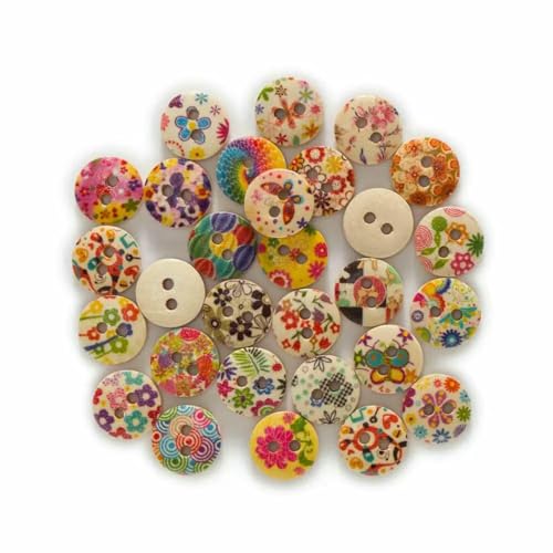 50 Stück runde Holzknöpfe im pastoralen Stil mit Blumendruck, Nähen, Scrapbook, Kleidung, Basteln, Handarbeit, Zubehör, 11–18 mm, Natur, 11,5 mm 50 Stück runde Holzknöpfe im pastoralen Stil mit Blumendruck, Nähen, Scrapbook, Kleidung, Basteln, Handarbeit, Zubehör, 11–18 mm, Natur, 11,5 mm von QOVBD