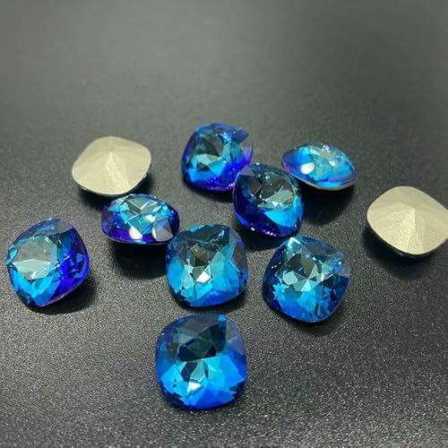 5A Glas-Strasssteine, lose, 10 Stück, Pointback, Nagelkunst, selbstklebendes Zubehör, Kristalle, DIY-Schmuckherstellung, Steine, Bermudablau, 8 mm, 10 Stück von QOVBD