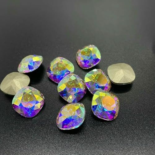 5A Glas-Strasssteine, lose, 10 Stück, Pointback, Nagelkunst, selbstklebendes Zubehör, Kristalle, DIY-Schmuckherstellung, Steine, Kristall AB, 6 mm, 10 Stück von QOVBD